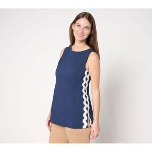 Liberare Women's Top Sz XL Tank Rik Rak Trim Blue A691890